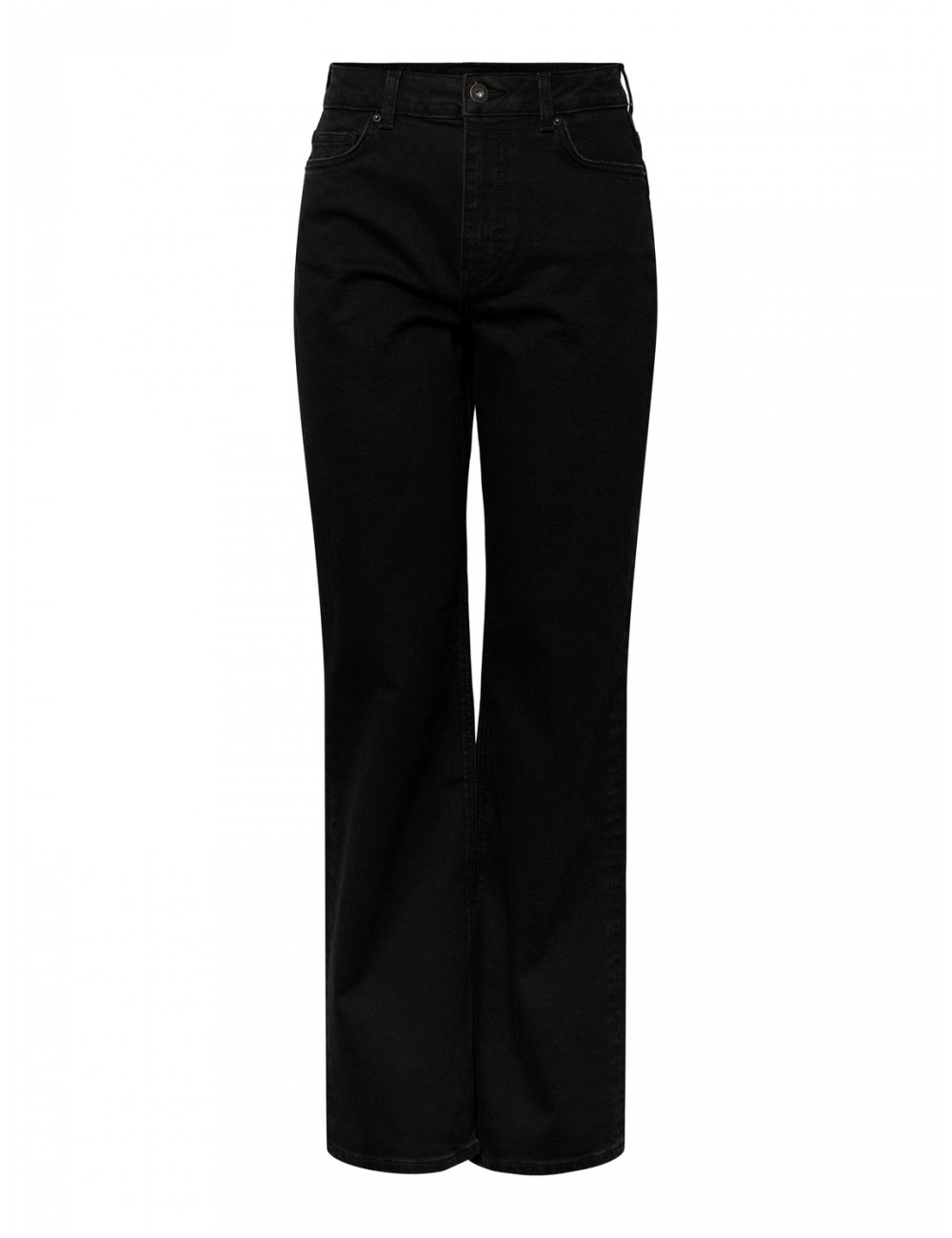 Pantalón Jeans Cholly en color negro lavado de pata ancha. Marca Pieces.