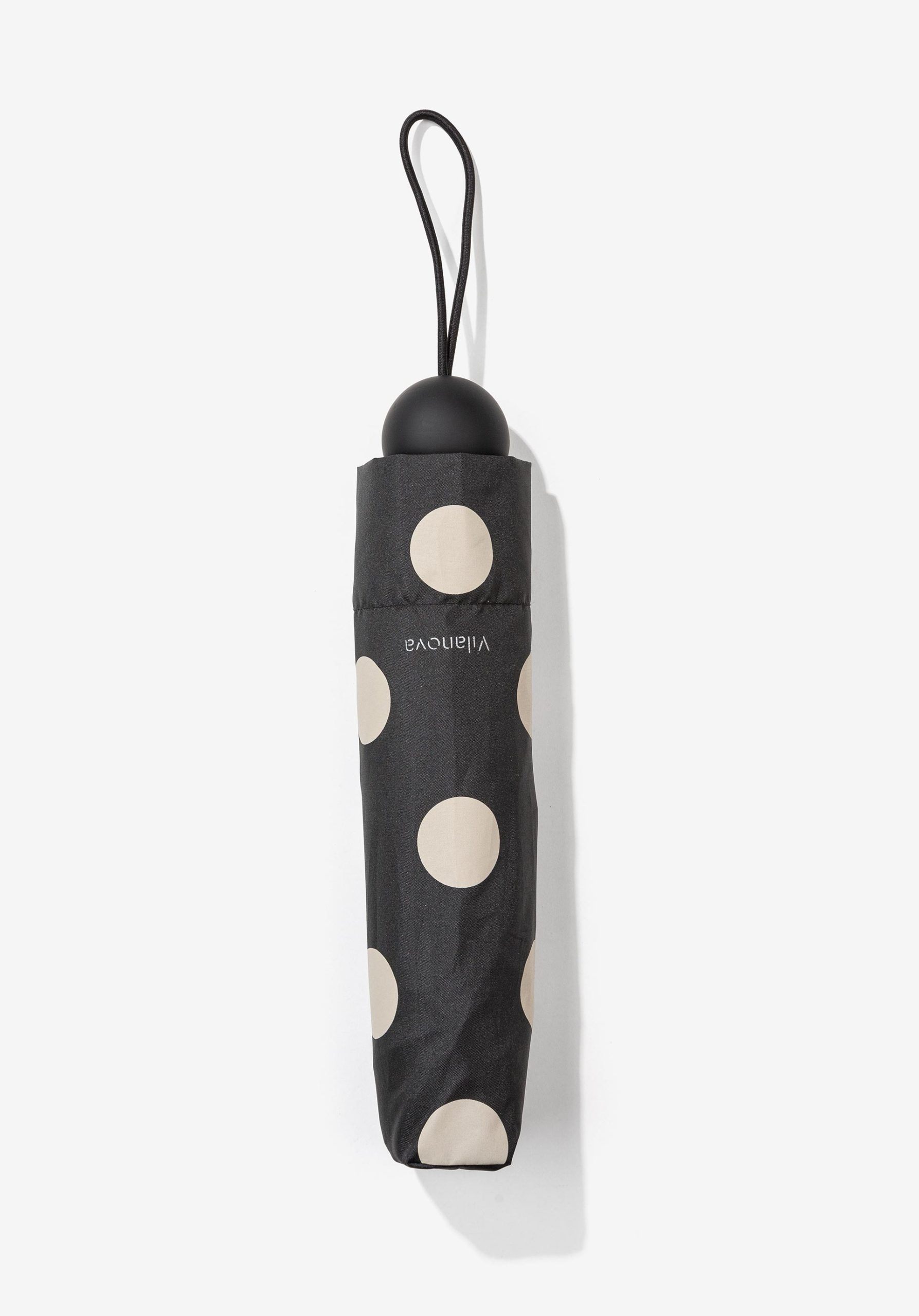 Paraguas plegable con lunares en color negro, modelo 71005810 de Vilanova.