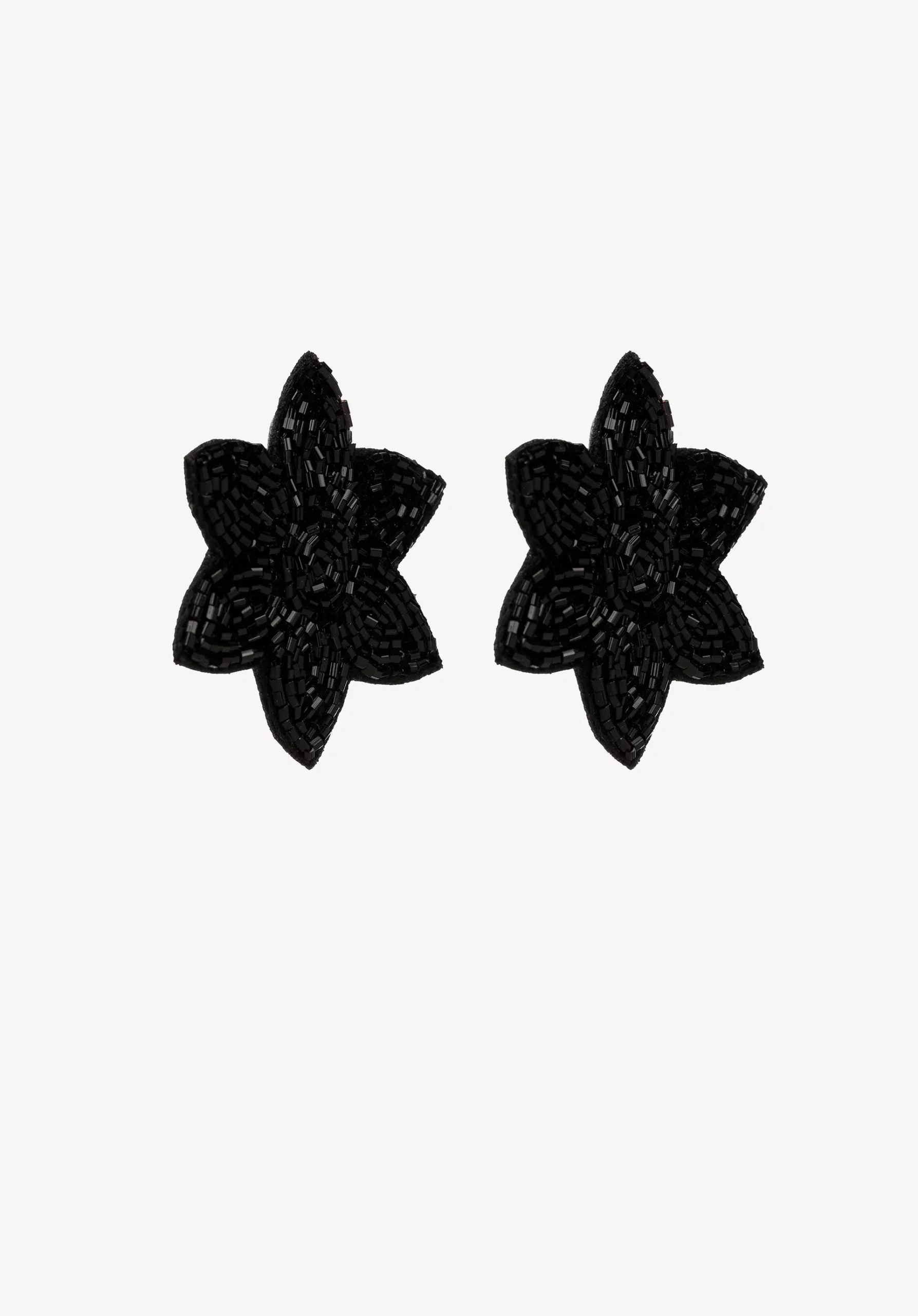 Pendientes con forma de flor negra con abalorios. Modelo 71006837 de Vilanova.
