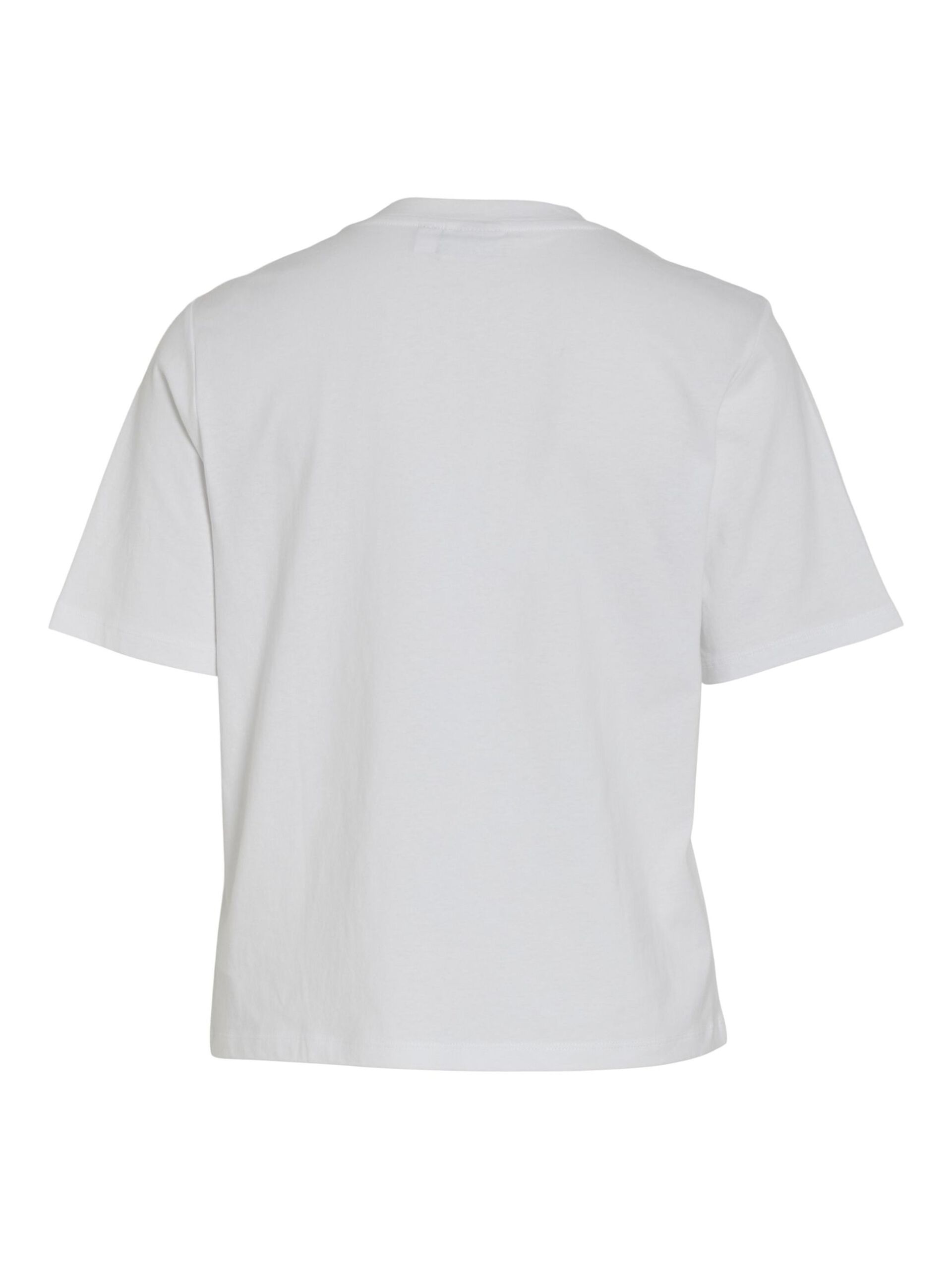 Camiseta básica de algodón modelo Darlene en color blanco con cuello redondo y manga corta. Corte cuadrado. Modelo 14089280 de Vila.