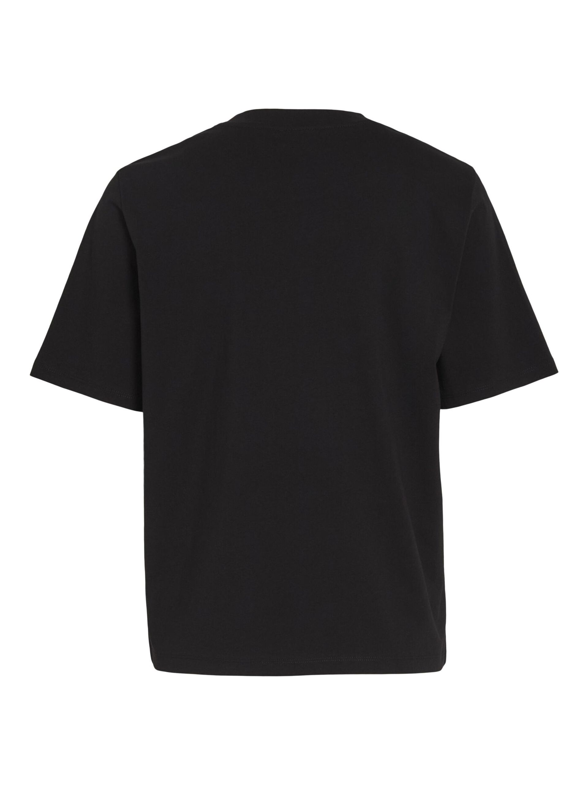 Camiseta básica de algodón modelo Darlene en color negro con cuello redondo y manga corta. Corte cuadrado. Modelo 14089280 de Vila.