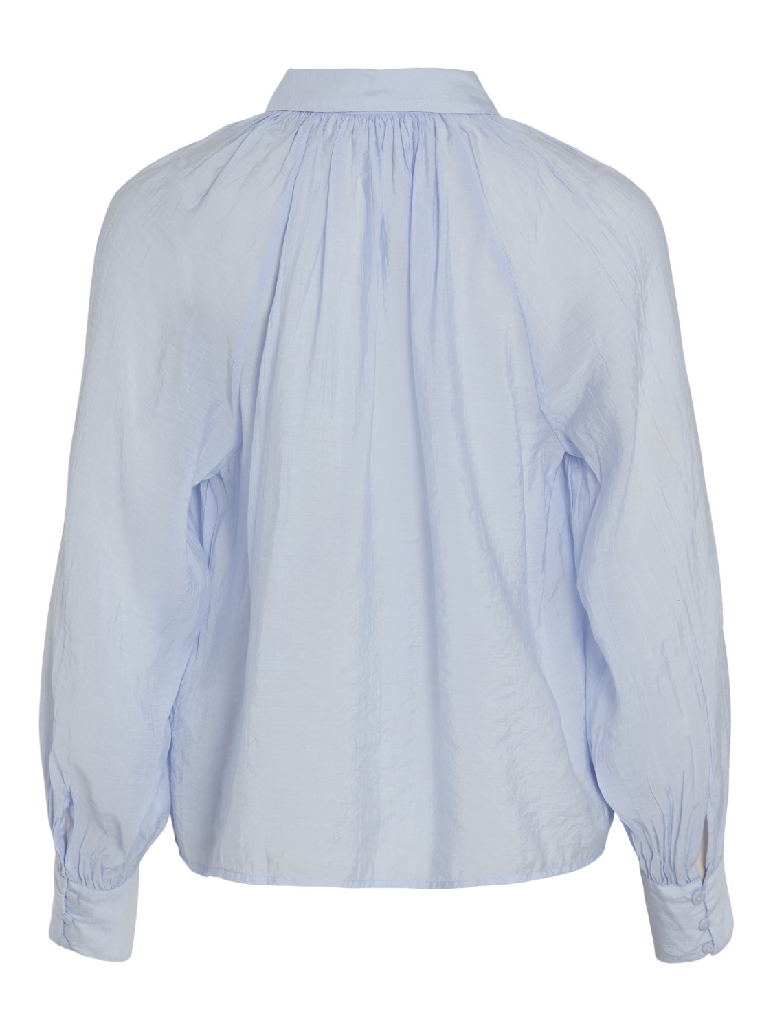 Blusa Nabia en color azul con detalle de plisado en el cuello. Modelo 14093576 de vila.