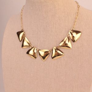 Collar Acero Triángulos en Cadena Dorado 121024-03