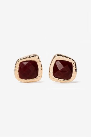 Pendientes Piedra Roja Dorado