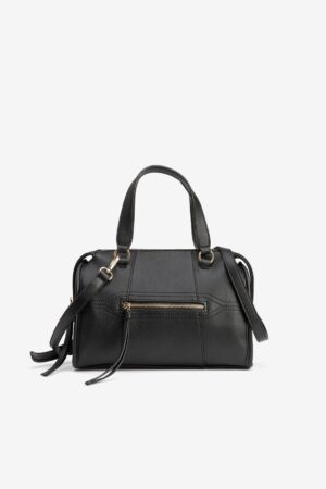 Bolso con asas efecto piel negro