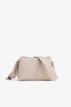 Bolso bandolera beige con departamentos