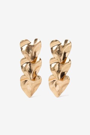 Pendientes colgantes dorados dibujos de corazón