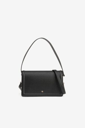 Bolso bandolera negra con detalles en piel serpiente