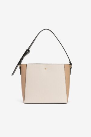 Bolso de hombro beige con tonos camel