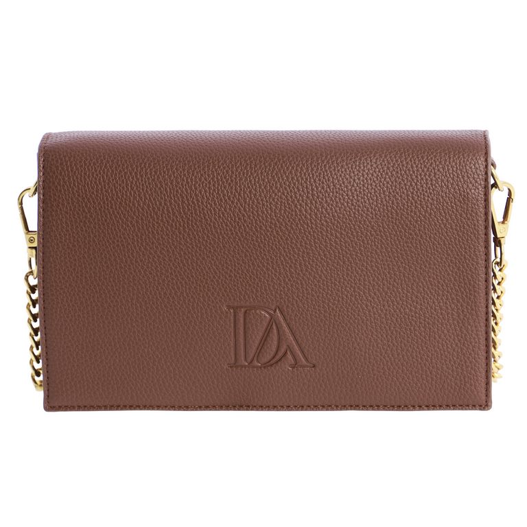Bolso bandolera Don Algodón marrón con cadena dorada