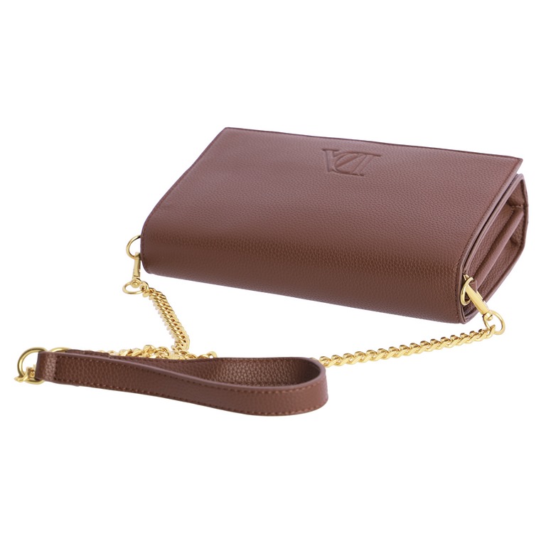 Bolso bandolera Don Algodón marrón con cadena dorada