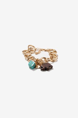Pulsera Vilanova dorada con charms de piedra