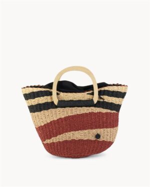 Bolso de mano Kbas teja de fibra natural con cierre saco