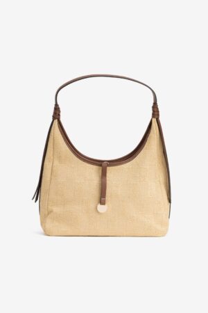 Bolso de hombro Vilanova natural con tira decorativa y asa cómoda