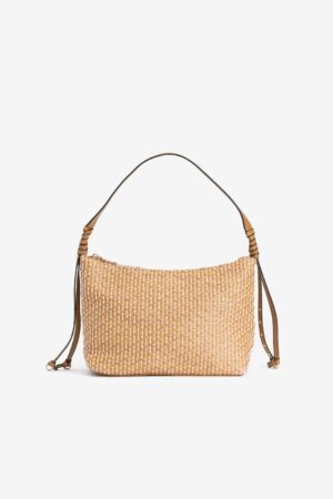 Bolso trenzado natural Vilanova de hombro con textura trenzada y cierre de cremallera