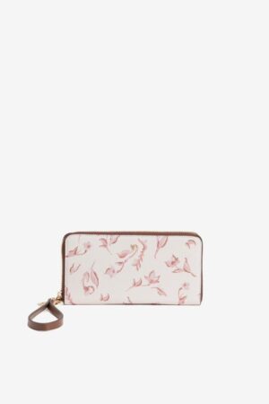 Cartera grande floral rosa con cremallera