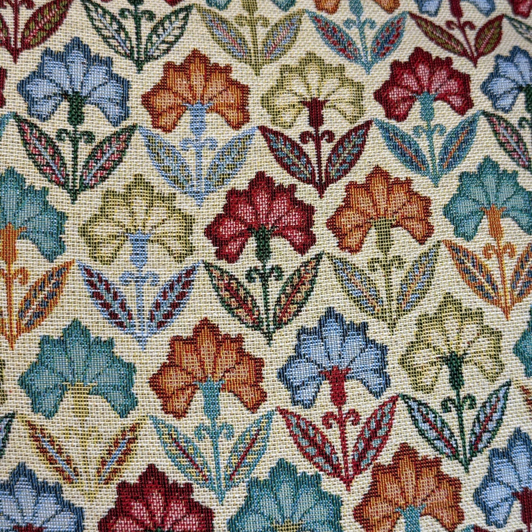 Bolso shopper grande Flora de De La Mur en tejido jacquard con estampado floral multicolor y cierre de cremallera.