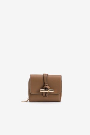 Cartera Pequeña Broche Dorado Vilanova Camel