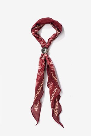 Bandana con Pasador Vilanova Burdeos de algodón con estampado ornamental.