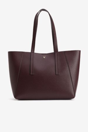 Bolso Shopper con Neceser Interior Vilanova en color burdeos con acabado efecto piel y neceser extraíble incluido.