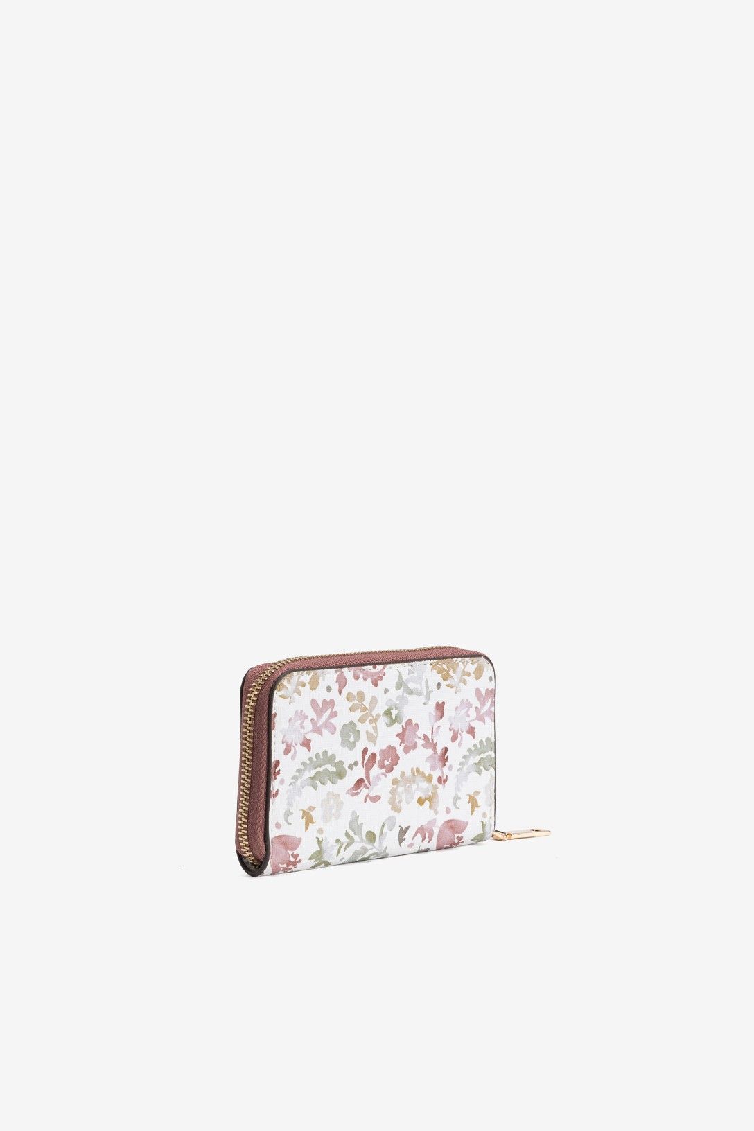 Cartera Pequeña Floral Vilanova con estampado floral y cierre de cremallera.
