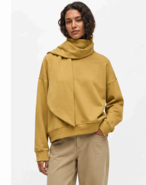 Sudadera Jarina Object mostaza para mujer con cuello tipo bufanda