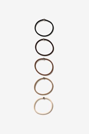 Pack Gomas de Pelo con Cuentas Metálicas Vilanova en tonos neutros con detalle dorado decorativo y diseño elástico para sujetar el cabello con comodidad.