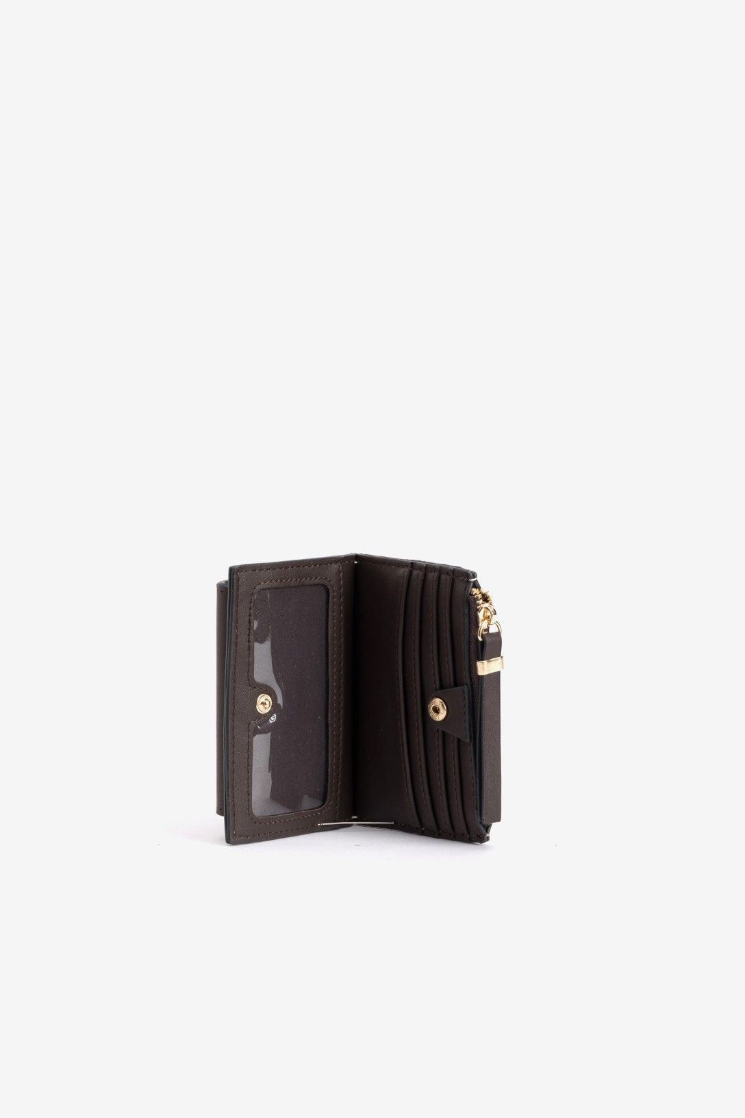 Tarjetero Elian de Vilanova bicolor con detalle trenzado, monedero con cremallera y compartimentos para tarjetas.