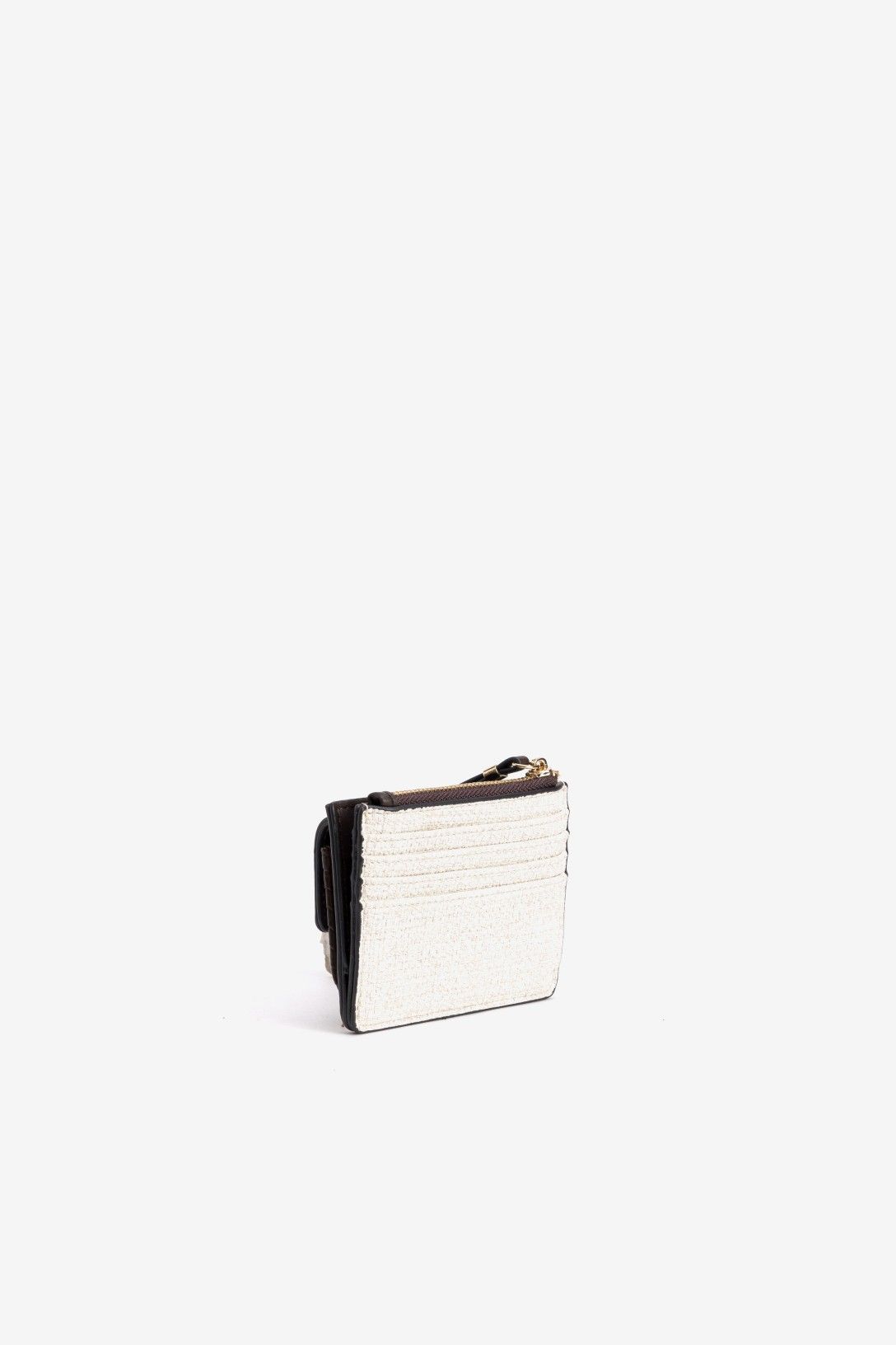 Tarjetero Elian de Vilanova bicolor con detalle trenzado, monedero con cremallera y compartimentos para tarjetas.