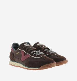 Zapatillas Saturno Serraje & Nylon Victoria marrones para mujer con piel certificada LWG.