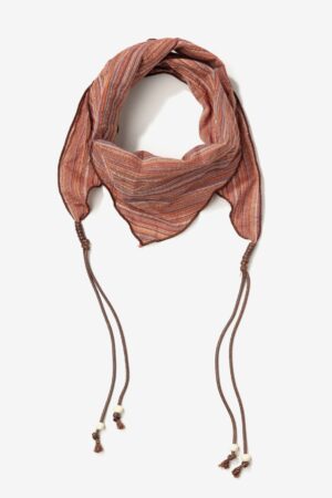 Bandana boho Vilanova teja con rayas, cordones y cuentas decorativas