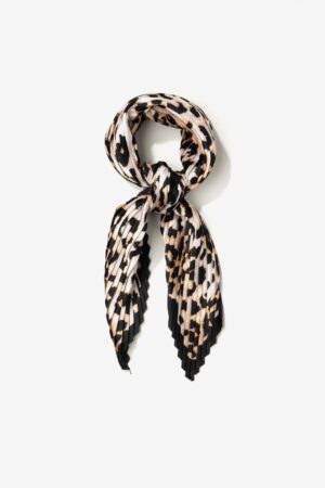 Bandana plisada animal print Vilanova negro y beige en 100% poliéster