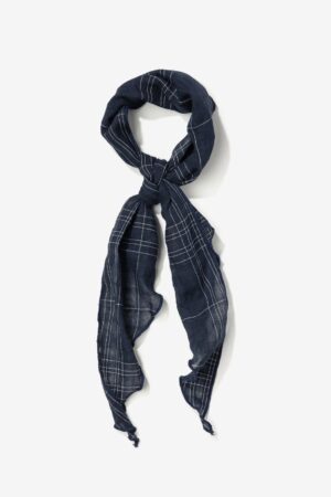 Pañuelo Skinny Vilanova azul marino de cuadros en 100% algodón