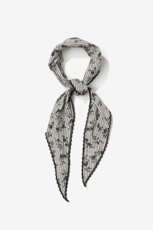 Bandana de rayas floral Vilanova negro y crudo en 100% algodón