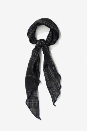 Pañuelo Skinny Vilanova negro de cuadros en 100% algodón