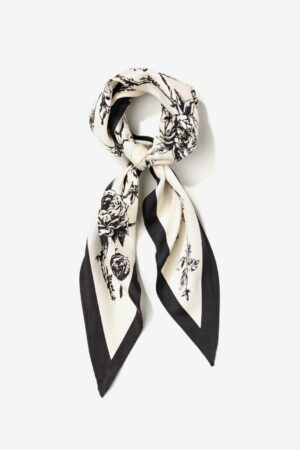 Bandana Rosalie Vilanova crudo y negro con estampado floral