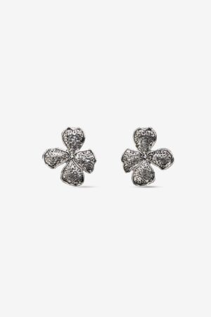 Pendientes Flor Vilanova plateado con perla blanca colgante