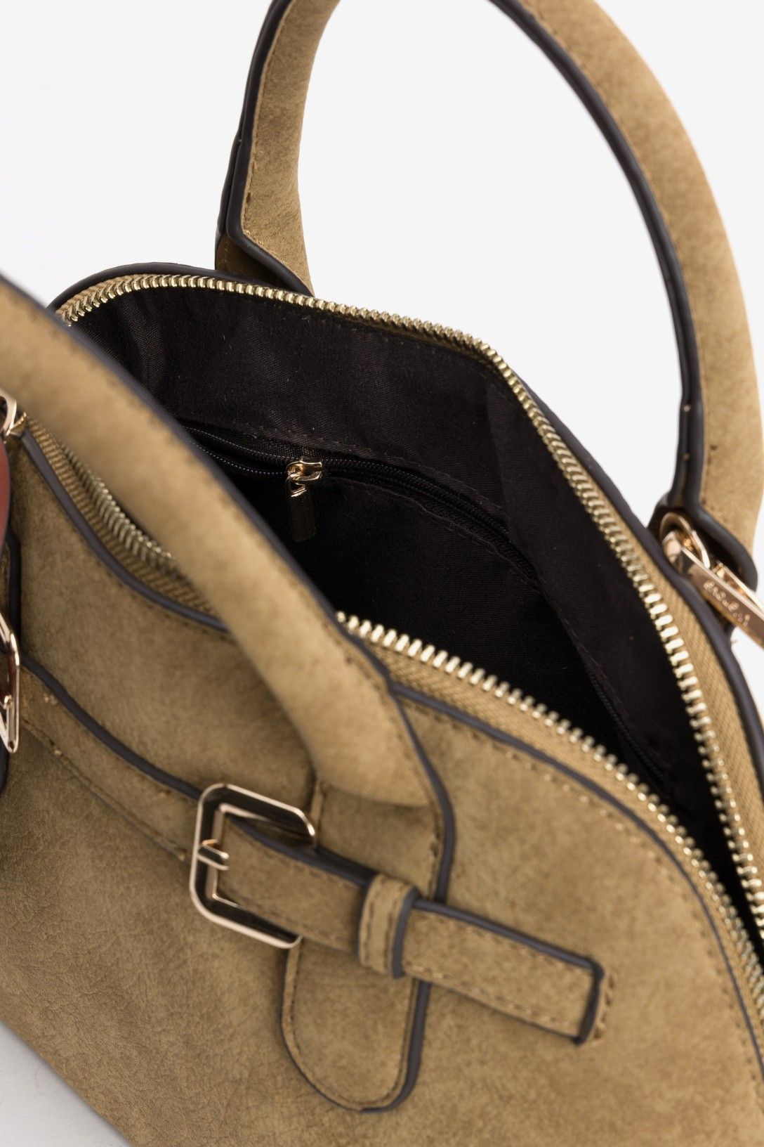 Bolso Mara Vilanova marrón claro con doble asa, correa ajustable y lazo decorativo