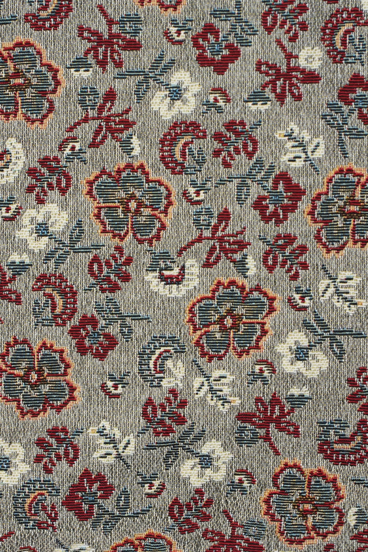 Neceser mediano Nira De La Mur jacquard floral rojo y gris
