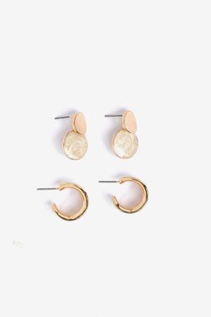 Pendientes Aina Vilanova dorados con aros y diseño marmoleado