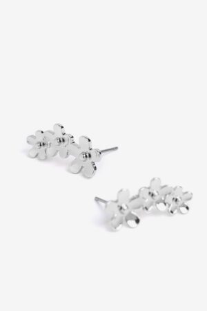 Pendientes Flores Vilanova plateado con diseño floral brillante