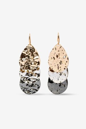 Pendientes Tivana Vilanova multicolor con discos dorados, plateados y negros