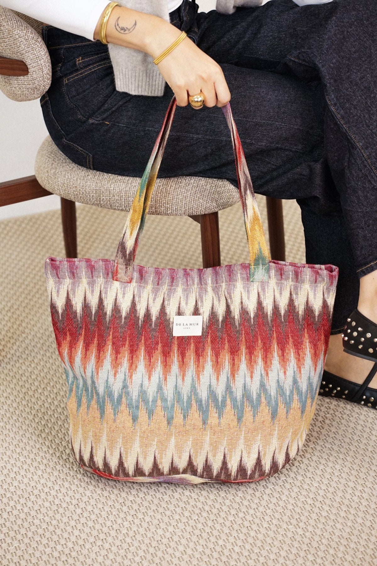 Bolsa shopper Guana De La Mur multicolor de jacquard