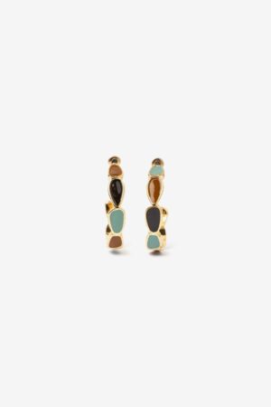 Pendientes Aro Vilanova multicolor con acabado dorado.