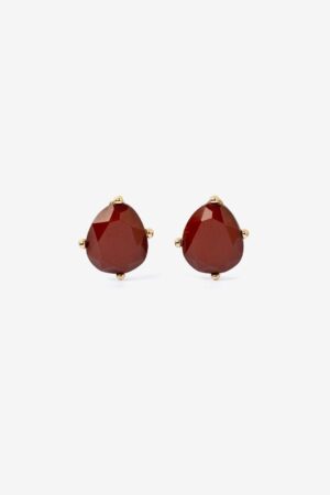 Pendientes Piedra Facetada Vilanova burdeos con detalle dorado.