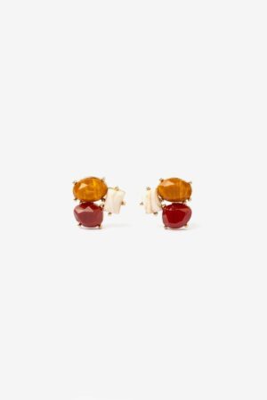 Pendientes Piedras Facetadas Vilanova multicolor con detalles dorados.