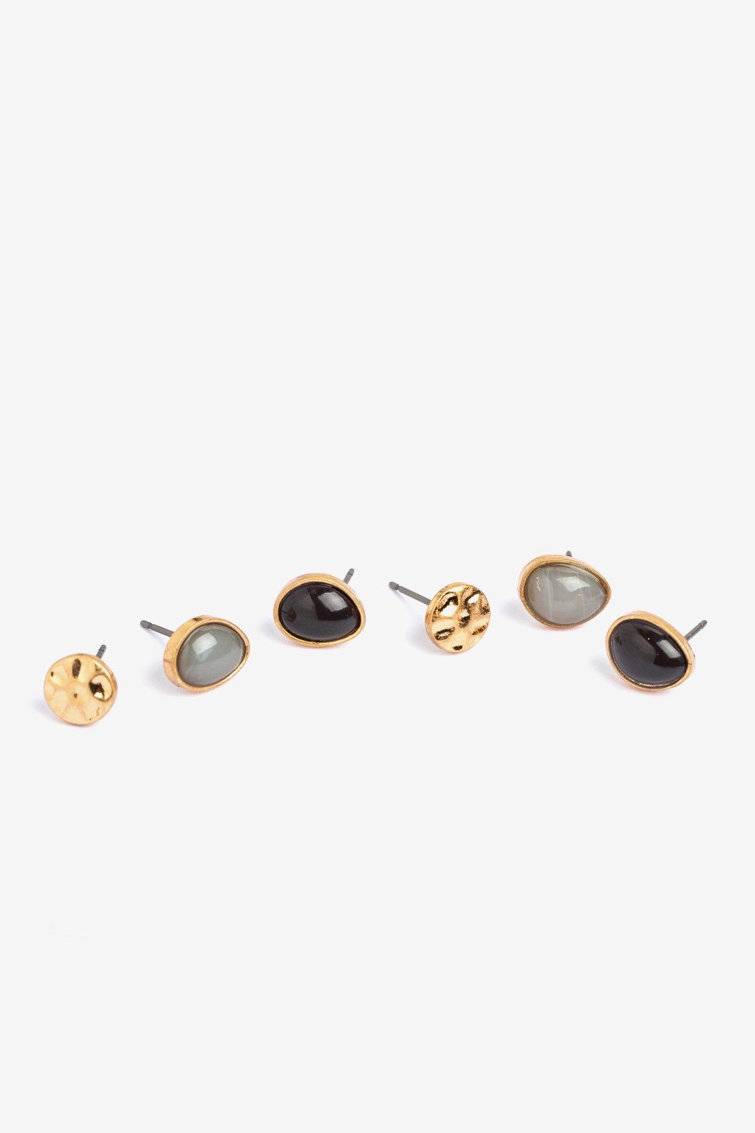 Set pendientes pequeños Vilanova dorado multicolor con tres pares de diseños diferentes.