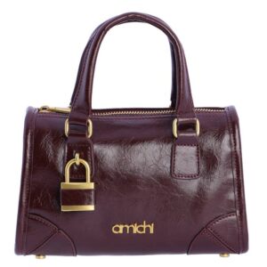Bolso de mano Amichi burdeos sintético con detalles dorados