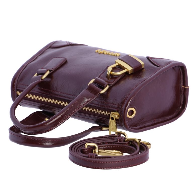 Bolso de mano Amichi burdeos sintético con detalles dorados