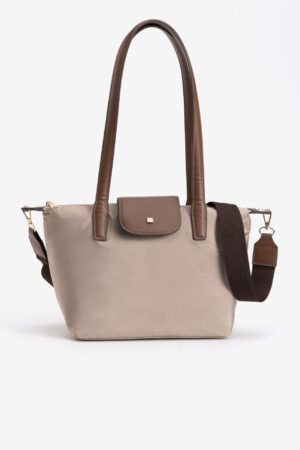Bolso shopper de nylon Vilanova Beige, vista 1